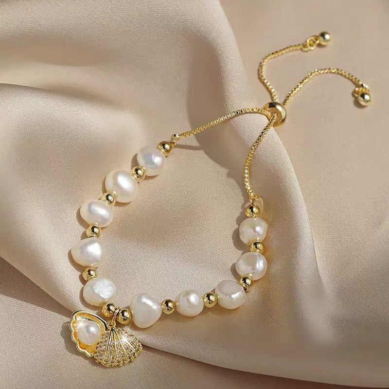 Venta al por mayor Pulsera ajustable con cordón de perlas de agua dulce
